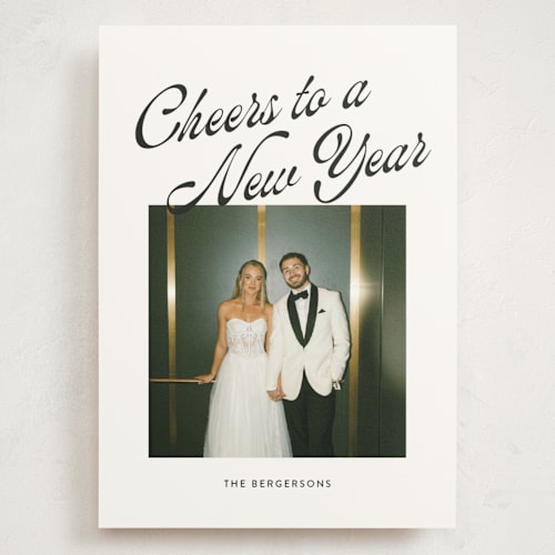 This is a tie holiday photo cards with standard by Itsy Belle Studio called cheers to a new year printing on signature in grand
