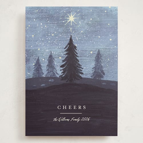 This is a twilight holiday photo cards with standard by Rebecca Daublin called hope shines printing on signature in grand