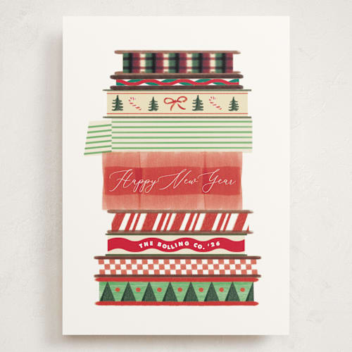 This is a candy cane holiday photo cards with standard by Baumbirdy called ribbon spools printing on signature in grand