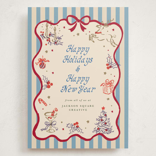 This is a frosted berry holiday photo cards with standard by Cass Loh called season’s embrace printing on signature in grand