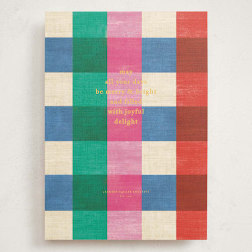 This is a candy holiday photo cards with standard by Baumbirdy called playful plaid printing on signature in grand