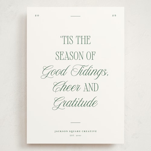 This is a wreath holiday photo cards with standard by Blustery August called good tidings printing on signature in grand