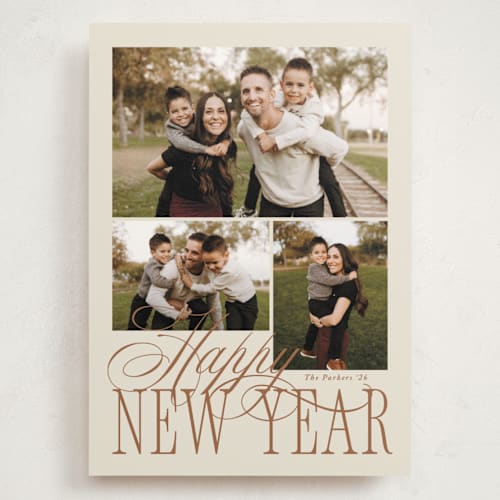 This is a sourdough holiday photo cards with standard by Brianne Larsen called elegant three printing on signature in grand