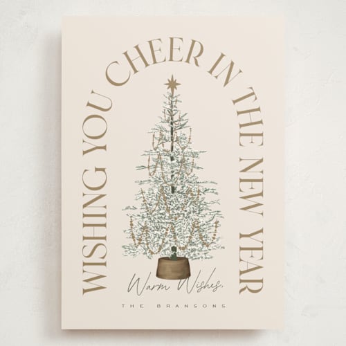 This is a eggnog holiday photo cards with standard by Leah Bisch called festive tree printing on signature in grand