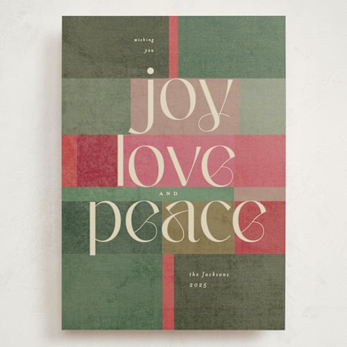 This is a elf shoes holiday photo cards with standard by Creo Study called tree blocks printing on signature in grand