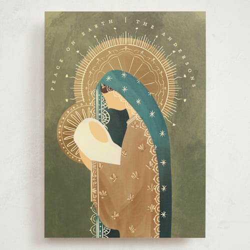 This is a marinique holiday photo cards with standard by Grae called mother and child printing on signature in grand