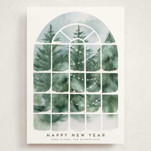 This is a wreath holiday photo cards with standard by Petra Kern called winter sunroom vista printing on signature in grand