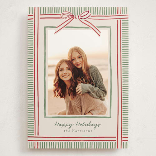 This is a moss holiday photo cards with standard by Chris Griffith called holiday wrap printing on signature in grand