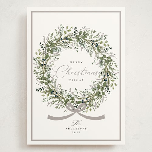 This is a winter holiday photo cards with standard by Susan Moyal called christmas bow printing on signature in grand