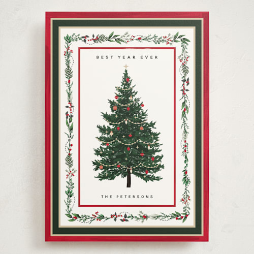 This is a holly berry holiday photo cards with standard by Susan Moyal called decorated christmas printing on signature in grand