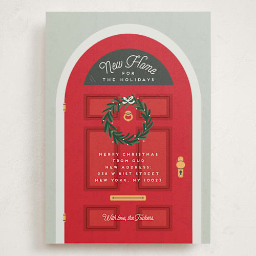 This is a poinsettia holiday photo cards with standard by Erica Krystek called holiday move printing on signature in grand