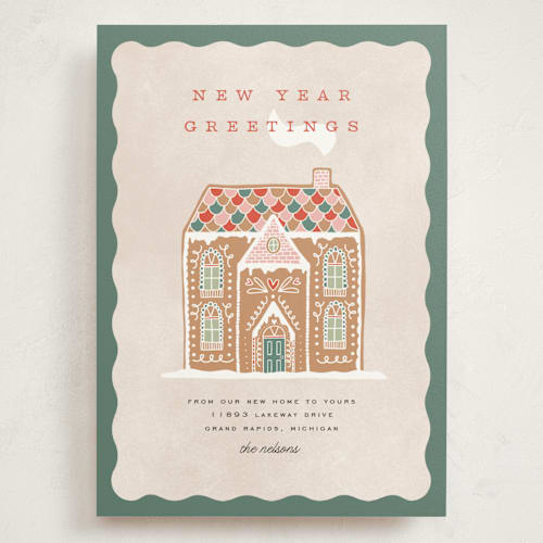 This is a pine holiday photo cards with standard by Pixel and Hank called holiday greetings printing on signature in grand