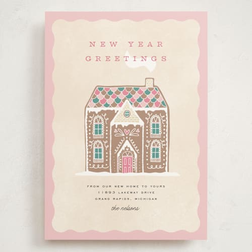 This is a cotton candy holiday photo cards with standard by Pixel and Hank called holiday greetings printing on signature in grand