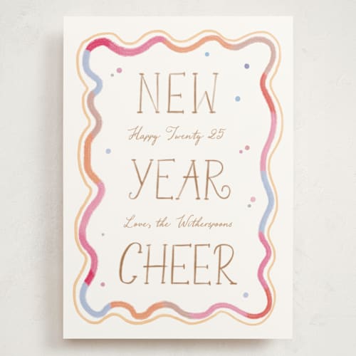 This is a candy holiday photo cards with standard by Creo Study called new year squiggle printing on signature in grand