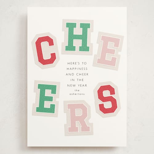 This is a festive holiday photo cards with standard by Lea Delaveris called cheer leader printing on signature in grand