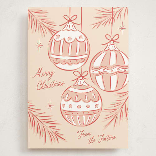 This is a candy cane holiday photo cards with standard by Erin German called bright ornaments printing on signature in grand