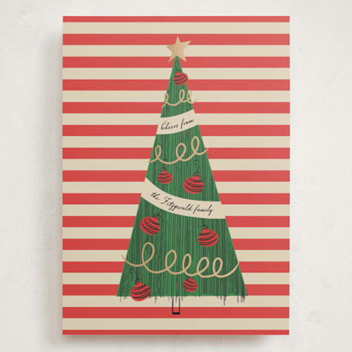 This is a peppermint holiday photo cards with standard by Heather Schertzer called pencil tree printing on signature in grand