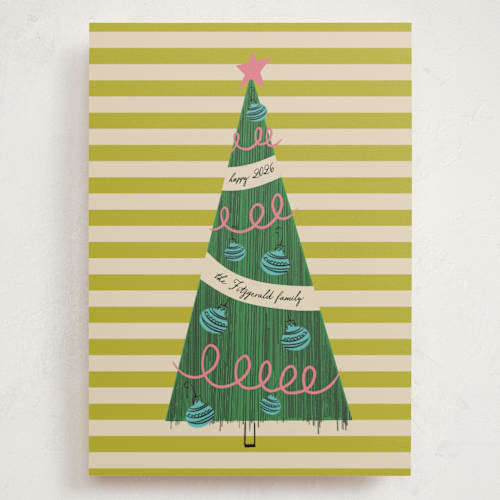 This is a lime holiday photo cards with standard by Heather Schertzer called pencil tree printing on signature in grand