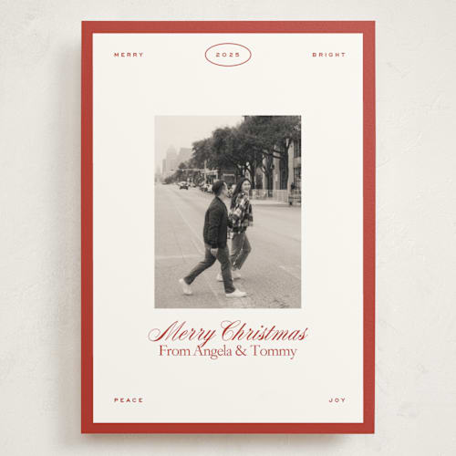 This is a candy cane holiday photo cards with standard by Ellen Schlegelmilch called newsie printing on signature in grand