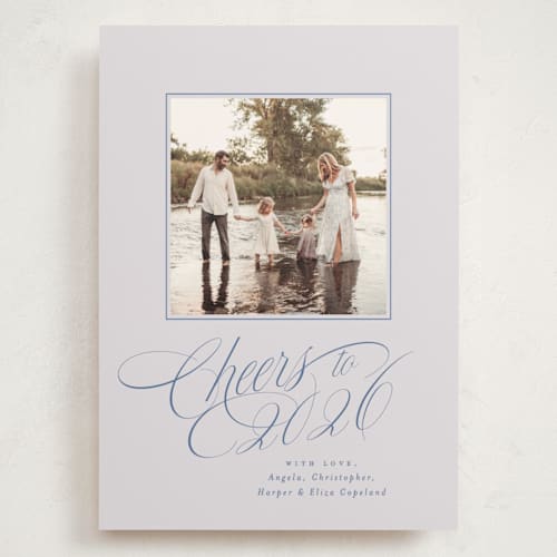 This is a frozen pond holiday photo cards with standard by Everett Paper Goods called glide printing on signature in grand