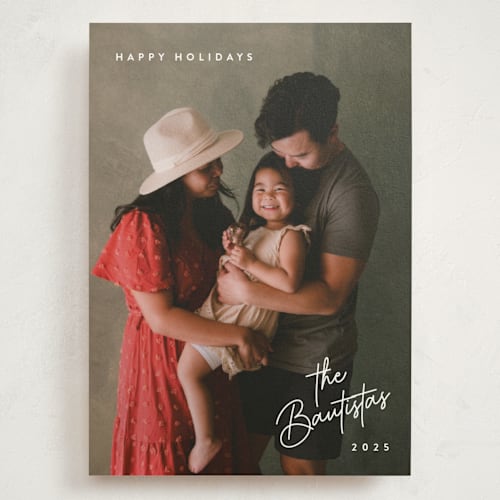 This is a snow holiday photo cards with standard by Hooray Creative called sans and signature printing on signature in grand
