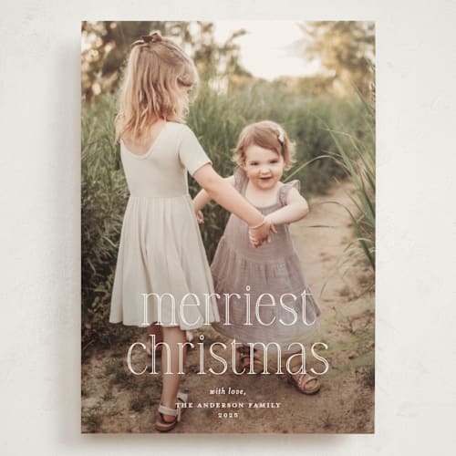 This is a snow holiday photo cards with standard by Kerry Doyle called festive type printing on signature in grand