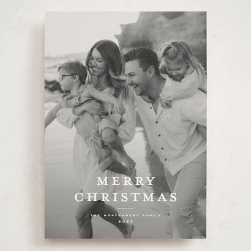 This is a snowflake holiday photo cards with standard by Wildfield Paper Co called wonderful christmas time printing on signature in grand