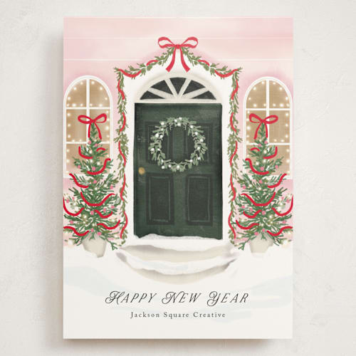 This is a rosy cheeks holiday photo cards with standard by Petra Kern called la porta printing on signature in grand