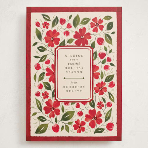 This is a poinsettia holiday photo cards with standard by Erin L. Wilson called florale printing on signature in grand
