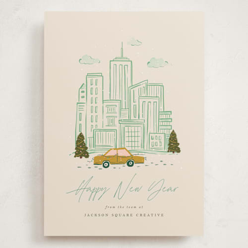 This is a moss holiday photo cards with standard by Vera Lim called in the city printing on signature in grand