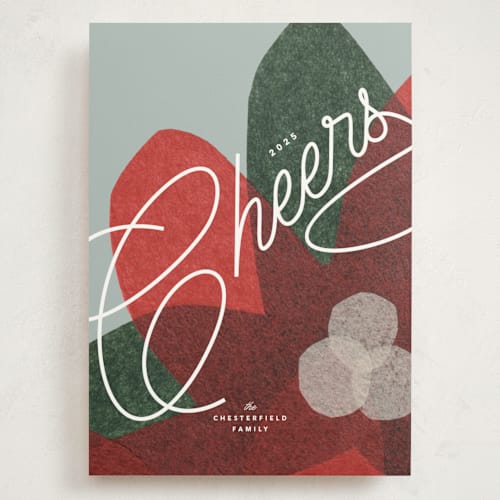 This is a crimson holiday photo cards with standard by Carrie Moradi called paper blooms printing on signature in grand
