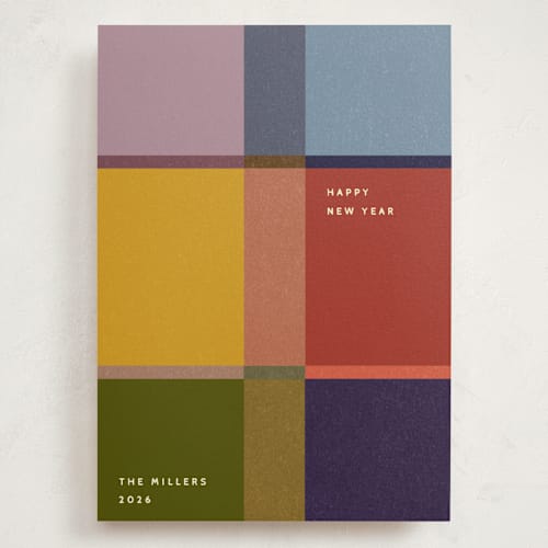 This is a stocking holiday photo cards with standard by Sumak Studio called colorful check printing on signature in grand