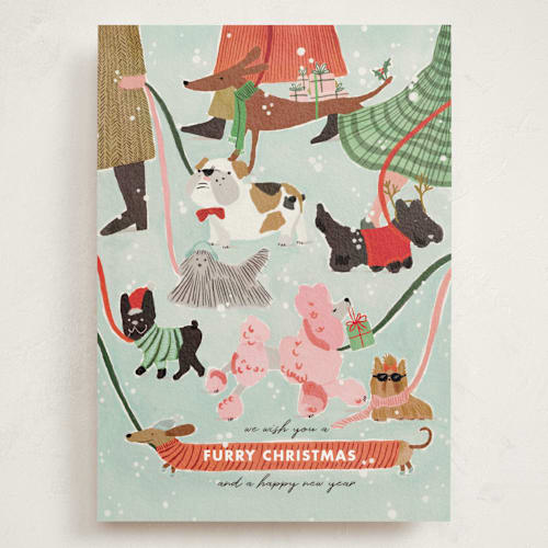 This is a winter holiday photo cards with standard by Menci Zaga called furry christmas printing on signature in grand