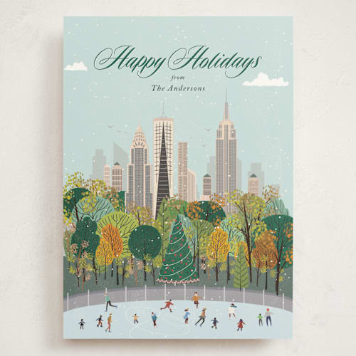 This is a mint holiday photo cards with standard by Sherley Ferreira called new york for the holidays printing on signature in grand