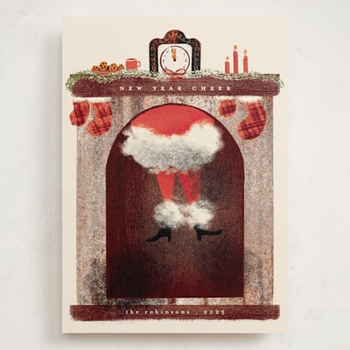 This is a santa holiday photo cards with standard by Gwen Bedat called stuck printing on signature in grand