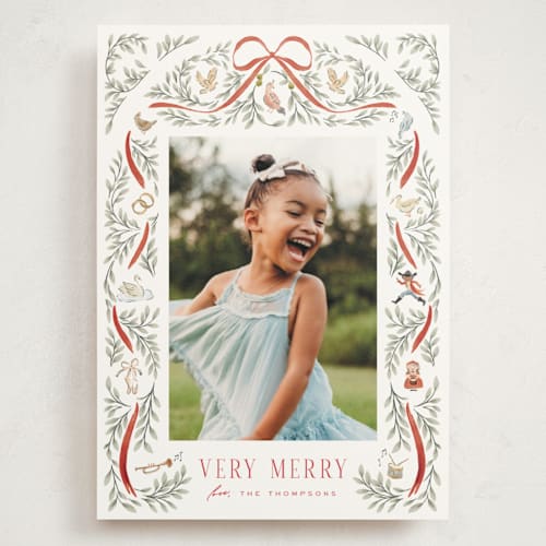 This is a santa suit holiday photo cards with standard by Leah Bisch called twelve days printing on signature in grand