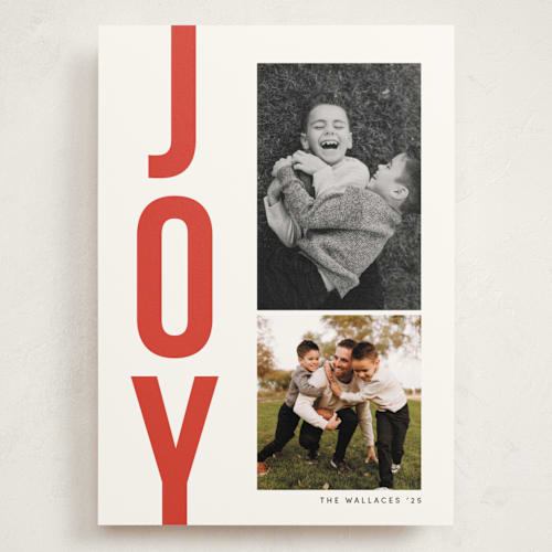 This is a holly berry holiday photo cards with standard by Morgan Kendall called bold type printing on signature in grand