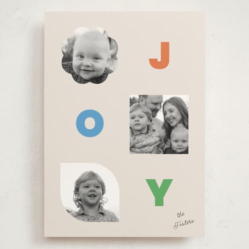 This is a bright holiday photo cards with standard by Jessica Yeo called shapes printing on signature in grand