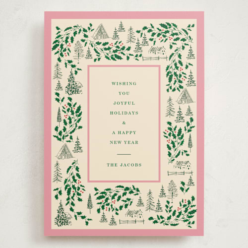 This is a candy holiday photo cards with standard by Baumbirdy called village frame printing on signature in grand