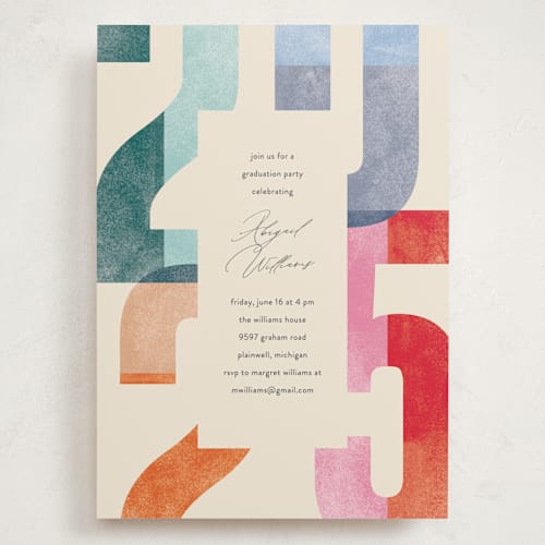 This is a confetti graduation invitations with standard by Pixel and Hank called grad party printing on signature in grand