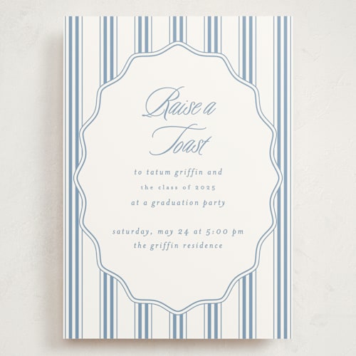 This is a provincial blue graduation invitations with standard by Creo Study called stately printing on signature in grand