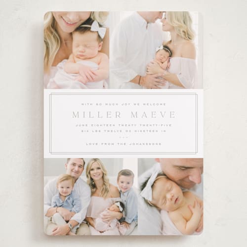 This is a latte grand birth announcements with standard by Kristie Kern called camden printing on smooth signature in grand