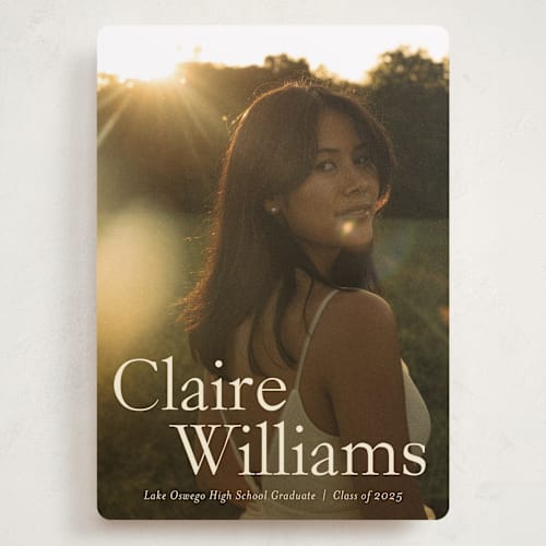 This is a milk graduation announcements with standard by Ani Somi called california printing on recycled smooth signature in grand