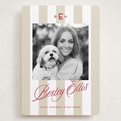 This is a parchment graduation announcements with standard by Susan Zinader called bexley printing on recycled smooth signature in grand