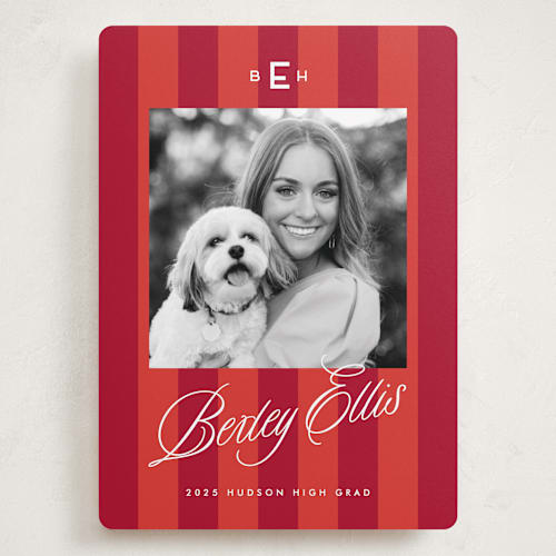 This is a cherry graduation announcements with standard by Susan Zinader called bexley printing on recycled smooth signature in grand