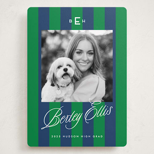 This is a prep school graduation announcements with standard by Susan Zinader called bexley printing on recycled smooth signature in grand