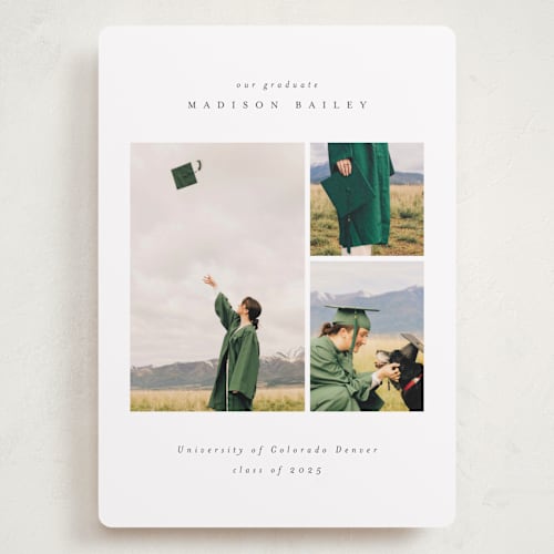 This is a snow graduation announcements with standard by Emily Sabol Goss called graduate gallery printing on recycled smooth signature in grand