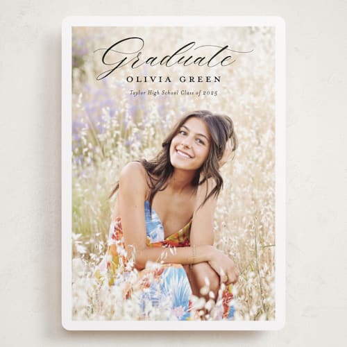 This is a onyx graduation announcements with standard by Sarah Curry called portrait script printing on recycled smooth signature in grand