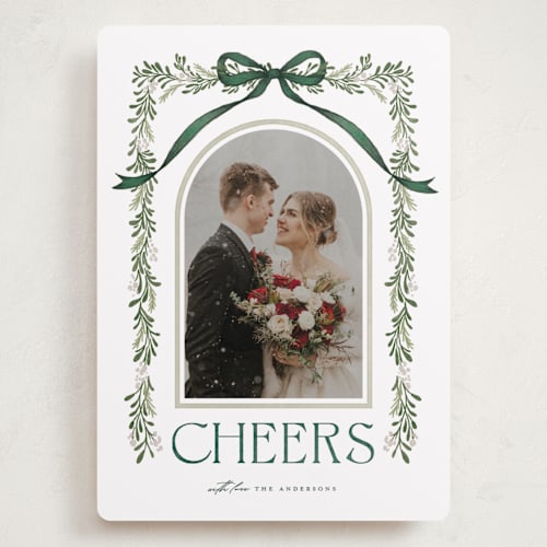 This is a leaf holiday photo cards with standard by BR Designs called joyful-bow printing on recycled smooth signature in grand