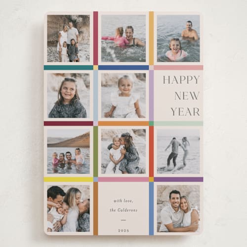 This is a rainbow holiday photo cards with standard by lulu and isabelle called a year of colors printing on recycled smooth signature in grand